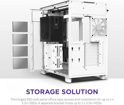NZXT H9 Elite Dual-Chamber ATX Mid-Tower PC Gaming Case – Includes 3 x 120mm F120 RGB Duo Fans with Controller– Glass Front, Top & Side Panels 360mm Radiator Support Cable Management White